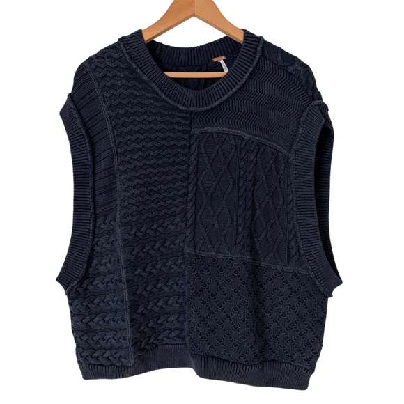 Free People Take The Plunge sweater vest, washed black, M - Picture 3 of 12